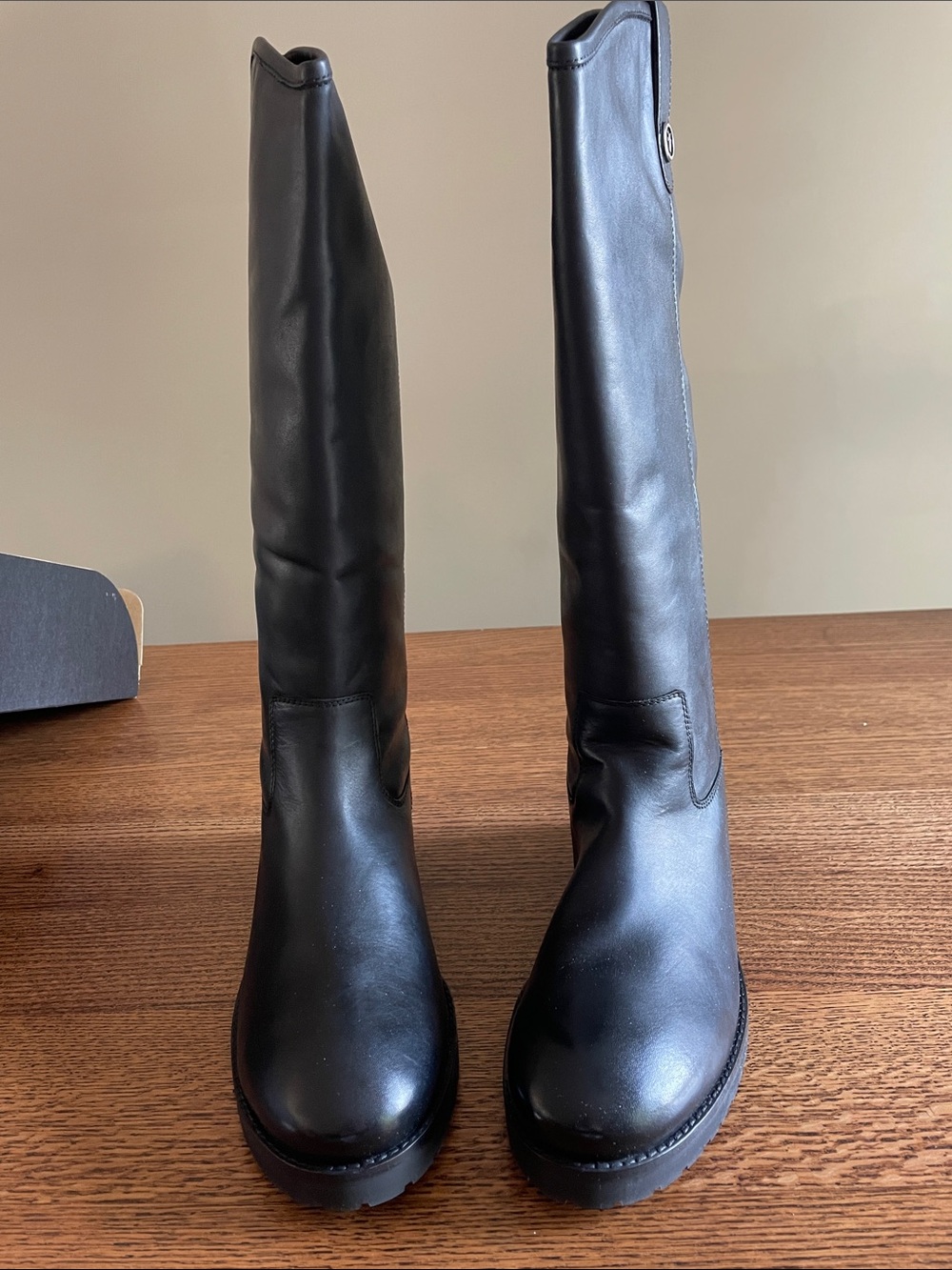 Frye Black Leather Over the Calf Boots